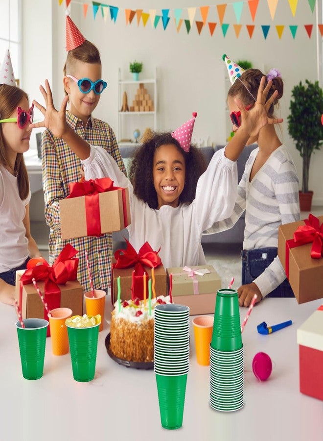 AojSup 50 Pcs Green Plastic Cups Disposable, Green 18-Ounce Plastic Party Cups, Strong and Sturdy for Wedding Birthday Graduation Party Valentine Christmas Picnics Barbecues Supplies - Image 5